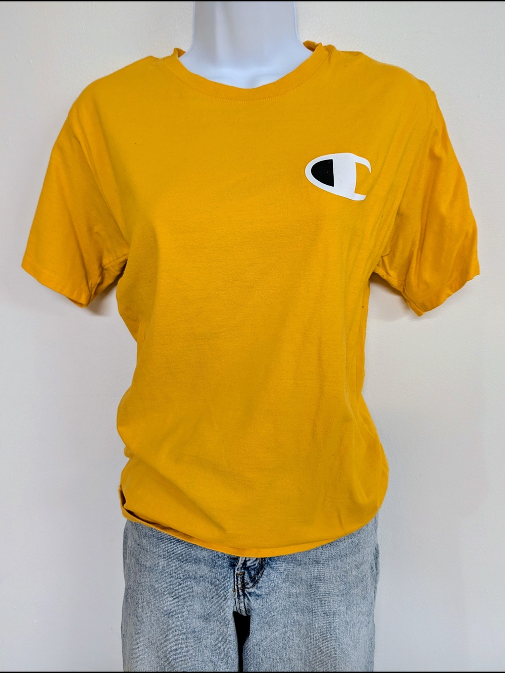 Champion Men’s Yellow Logo Crew Neck T-Shirt